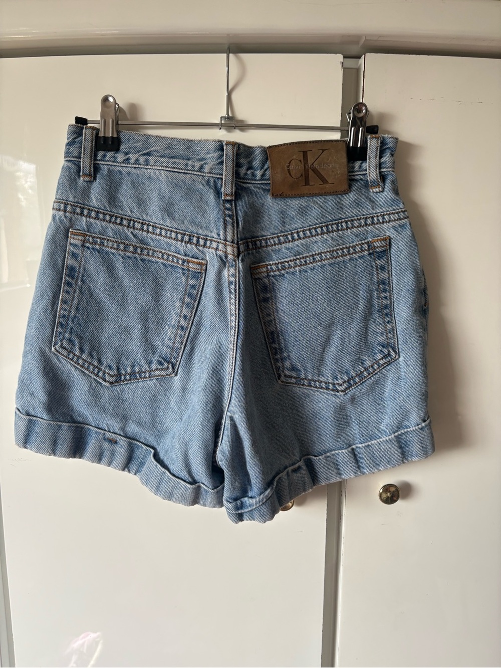 Calvin Klein Light Wash Denim Cuffed High-Rise Shorts